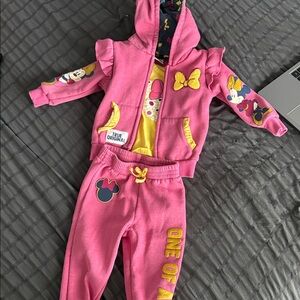 Disney Pink Kids Matching Set with Yellow Accents